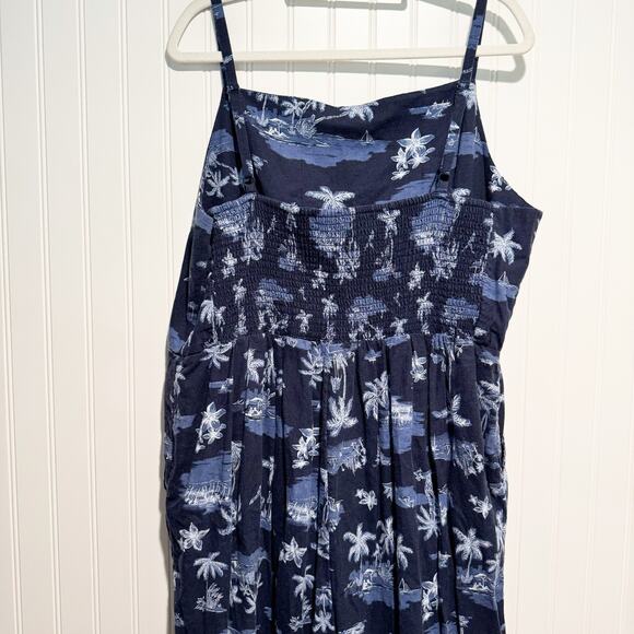 Old Navy Waist Defined Jumpsuit Square Neck Blue Tropical Print Size XXL - Picture 7 of 8